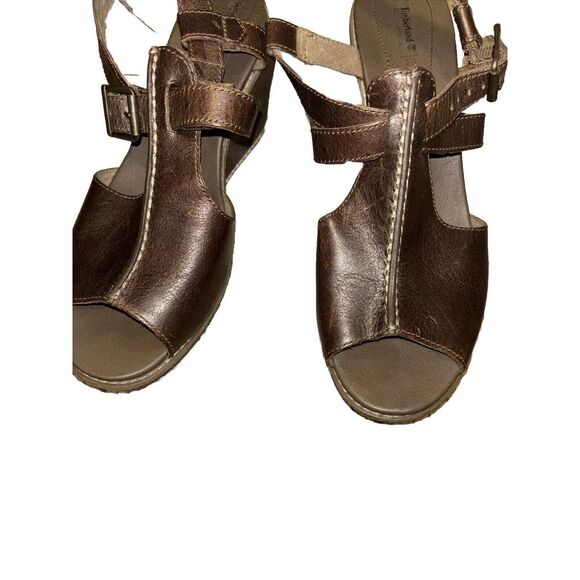 Timberland Earthkeepers Danforth Brown Wedge Leather Sandals Size 9 Anti-Fatigue - Picture 6 of 15